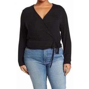 Sanctuary Womens Black‎ Wrap Shirt  2X